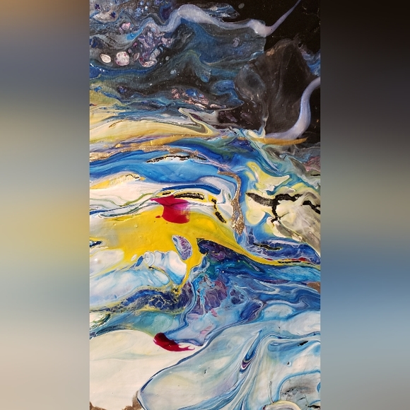 Original 16"x20" Acrylic Pour Painting - Picture 3 of 5